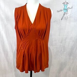 Melissa Paige burnt orange rust pleated top size medium
